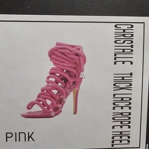 Pink Thick Lace Rope Heel